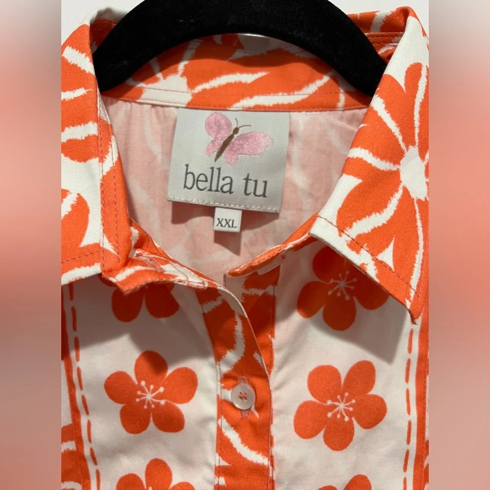 Bella Tu Orange Floral Cotton Tunic Dress plus - Picture 2 of 2